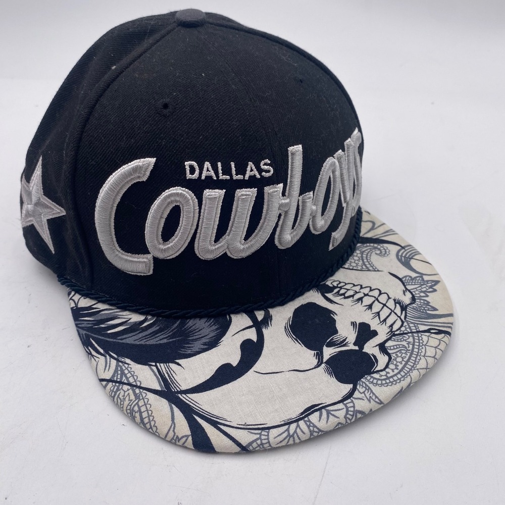 DALLAS COWBOYS New Era 9FIFTY Snapback Hat M/L Black Skull Graphic Brim NFL Cap